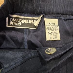 Diane Gilman Navy Silk Pants